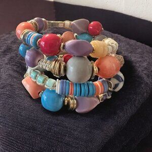 Colorful Beaded Wrap Bracelet Bohemian Statement Colorful Festival Artistic Bold